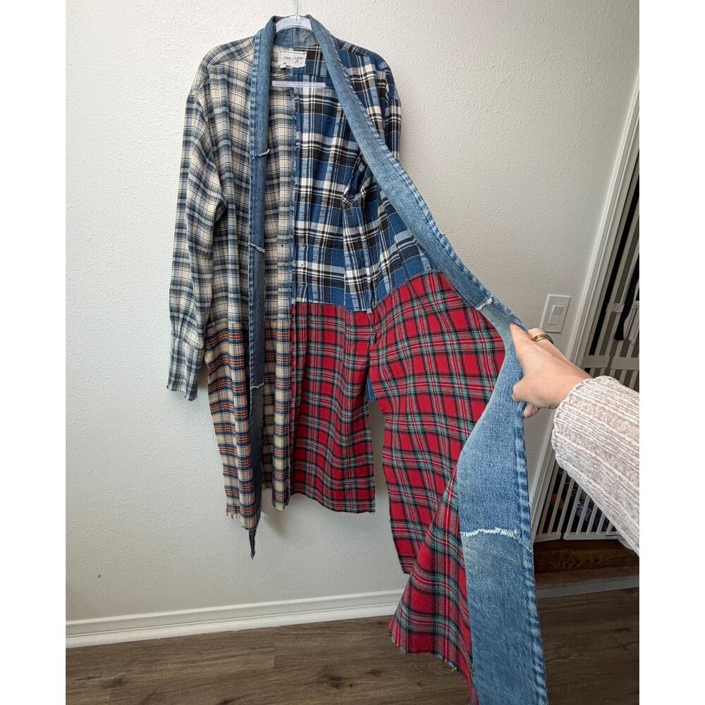 NWOT Greg Lauren Denim Studio Patchwork Plaid Kimono Coat Size S - Picture 9 of 15